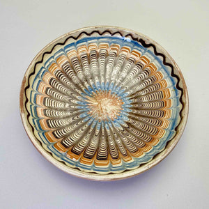 Small ceramic plate - brown blue