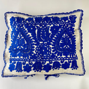 Embroidered Cushion Cover - Blue Hearts