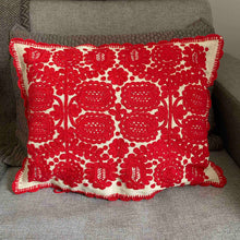 Load image into Gallery viewer, Embroidered Cushion Cover - Red Flowers
